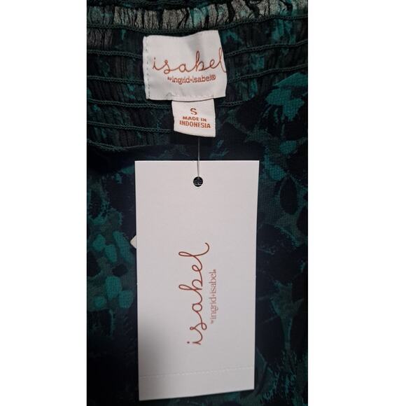 Ingrid+Isabel Maternity Green Black Long Sleeve Whimsical Woven Shirt Small - Picture 7 of 8